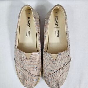 TOMS Women's Espadrilles Birch Metallic Slub Stripe Size 7